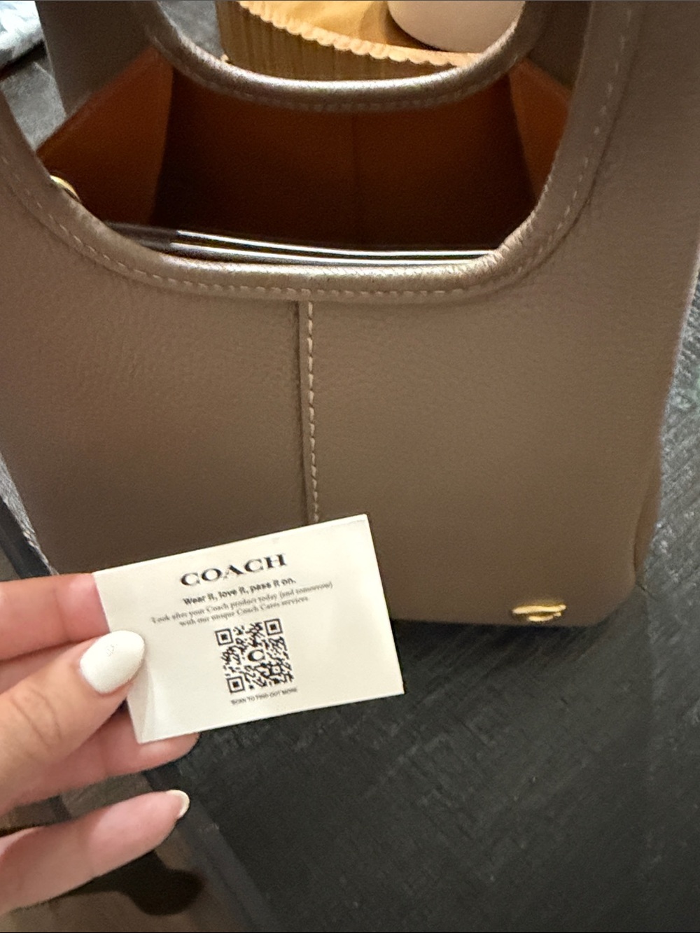Coach Taupe Mini Top-Handle Bag with Gold Accent - Picture 3 of 5